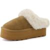 imageCUSHIONAIRE Womens Husky Genuine Suede cozy mule Platform Memory Foam Wide Widths AvailableChestnut Suede