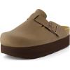 imageCUSHIONAIRE Womens Loom Cork Footbed Platform Clog  Comfortable Vegan Leather Arch Support AllDay Comfort Wide Widths AvailableBrown Nubuck
