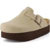 imageCUSHIONAIRE Womens Loom Cork Footbed Platform Clog  Comfortable Vegan Leather Arch Support AllDay Comfort Wide Widths AvailableStone Nubuck