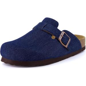 imageCUSHIONAIRE Hana SlipOn Buckle Clog with Cork Footbed Memory Foam Wide Widths AvailableDark Denim