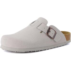 imageCUSHIONAIRE Hana SlipOn Buckle Clog with Cork Footbed Memory Foam Wide Widths AvailableIvory Vegan Suede