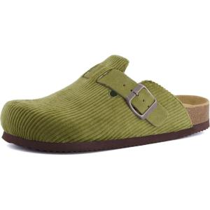 imageCUSHIONAIRE Hana SlipOn Buckle Clog with Cork Footbed Memory Foam Wide Widths AvailableKhaki Corduroy