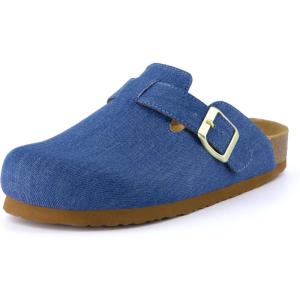 imageCUSHIONAIRE Hana SlipOn Buckle Clog with Cork Footbed Memory Foam Wide Widths AvailableLight Denim