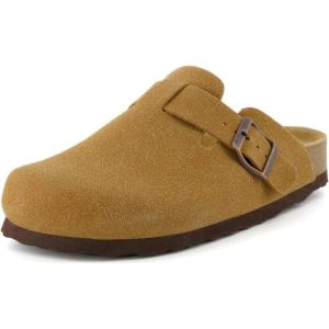 imageCUSHIONAIRE Hana SlipOn Buckle Clog with Cork Footbed Memory Foam Wide Widths AvailableTan Vegan Suede