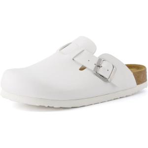 imageCUSHIONAIRE Hana SlipOn Buckle Clog with Cork Footbed Memory Foam Wide Widths AvailableWhite
