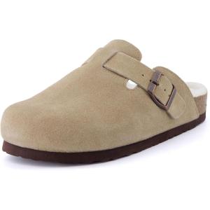 imageCUSHIONAIRE Womens Hana Cork footbed clog with Genuine Leather upper Faux Fur lining and ComfortTaupe