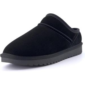 imageCUSHIONAIRE Womens Hilo 2 Premium Suede SlipOn House Slippers  Clog Slippers for Women Memory Foam Faux Shearling Wide Widths AvailableBlack 2