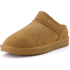 imageCUSHIONAIRE Womens Hilo 2 Premium Suede SlipOn House Slippers  Clog Slippers for Women Memory Foam Faux Shearling Wide Widths AvailableChestnut 2