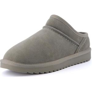 imageCUSHIONAIRE Womens Hilo 2 Premium Suede SlipOn House Slippers  Clog Slippers for Women Memory Foam Faux Shearling Wide Widths AvailableGrey 2