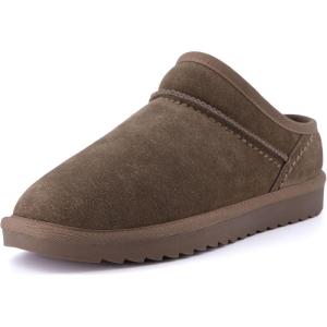 imageCUSHIONAIRE Womens Hilo 2 Premium Suede SlipOn House Slippers  Clog Slippers for Women Memory Foam Faux Shearling Wide Widths AvailableTaupe 2