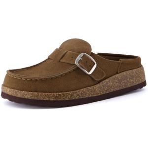 imageCUSHIONAIRE Womens Hobby Genuine Leather Cork Footbed Clog with ComfortBrown