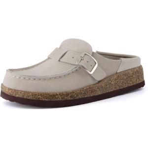 imageCUSHIONAIRE Womens Hobby Genuine Leather Cork Footbed Clog with ComfortStone