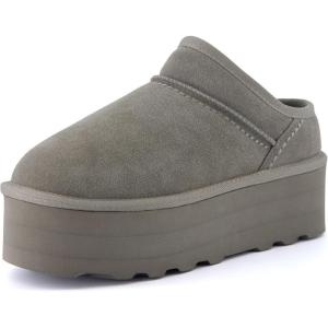 imageCUSHIONAIRE Womens Huggy Genuine Suede Cozy Mule Platform Memory Foam Wide Widths AvailableGrey
