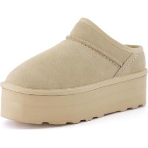 imageCUSHIONAIRE Womens Huggy Genuine Suede Cozy Mule Platform Memory Foam Wide Widths AvailableSand