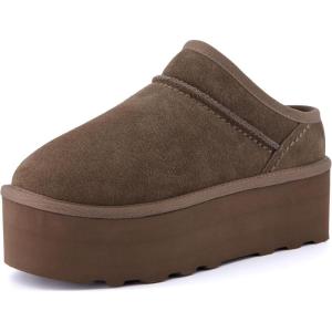 imageCUSHIONAIRE Womens Huggy Genuine Suede Cozy Mule Platform Memory Foam Wide Widths AvailableTaupe