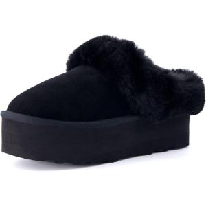 imageCUSHIONAIRE Womens Husky Genuine Suede cozy mule Platform Memory Foam Wide Widths AvailableBlack Suede