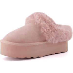 imageCUSHIONAIRE Womens Husky Genuine Suede cozy mule Platform Memory Foam Wide Widths AvailablePink Suede