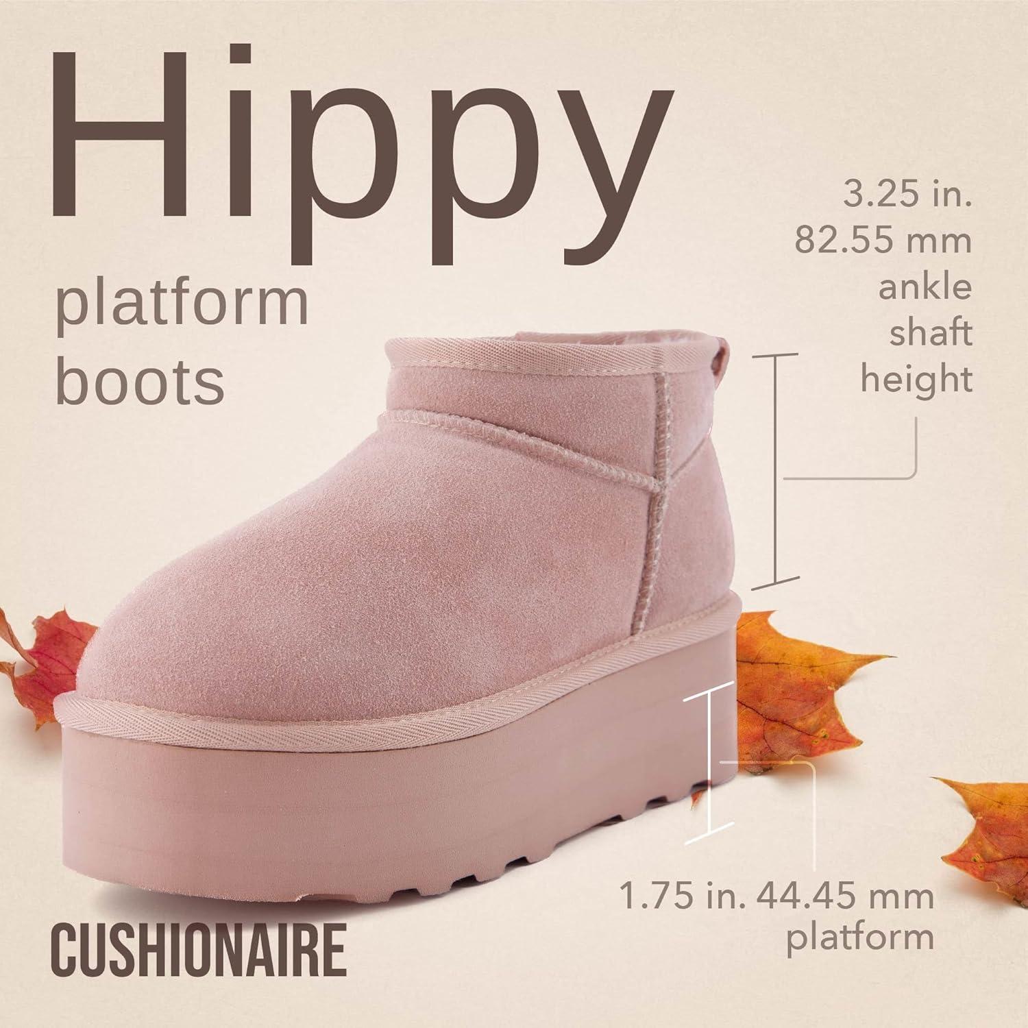 imageCUSHIONAIRE Hippy Womens Platform Ankle Boots  Genuine Suede Faux Fur Lining Cozy Winter SlipOn Design Comfortable Footwear with Wide Widths AvailablePink