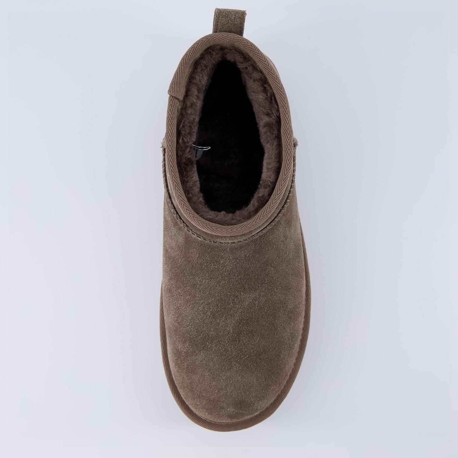 imageCUSHIONAIRE Hippy Womens Platform Ankle Boots  Genuine Suede Faux Fur Lining Cozy Winter SlipOn Design Comfortable Footwear with Wide Widths AvailableTaupe