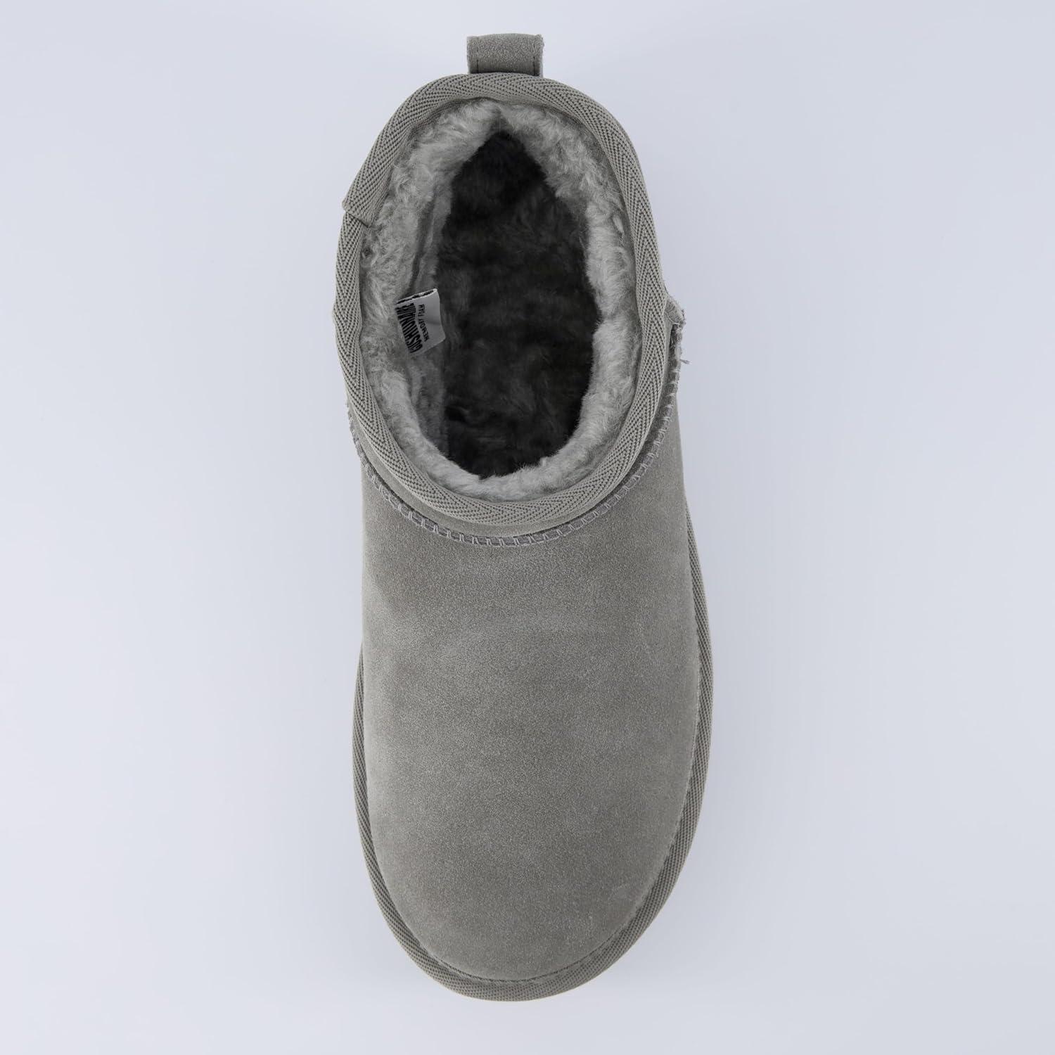 imageCUSHIONAIRE Hippy Womens Platform Ankle Boots  Genuine Suede Faux Fur Lining Cozy Winter SlipOn Design Comfortable Footwear with Wide Widths AvailableGrey
