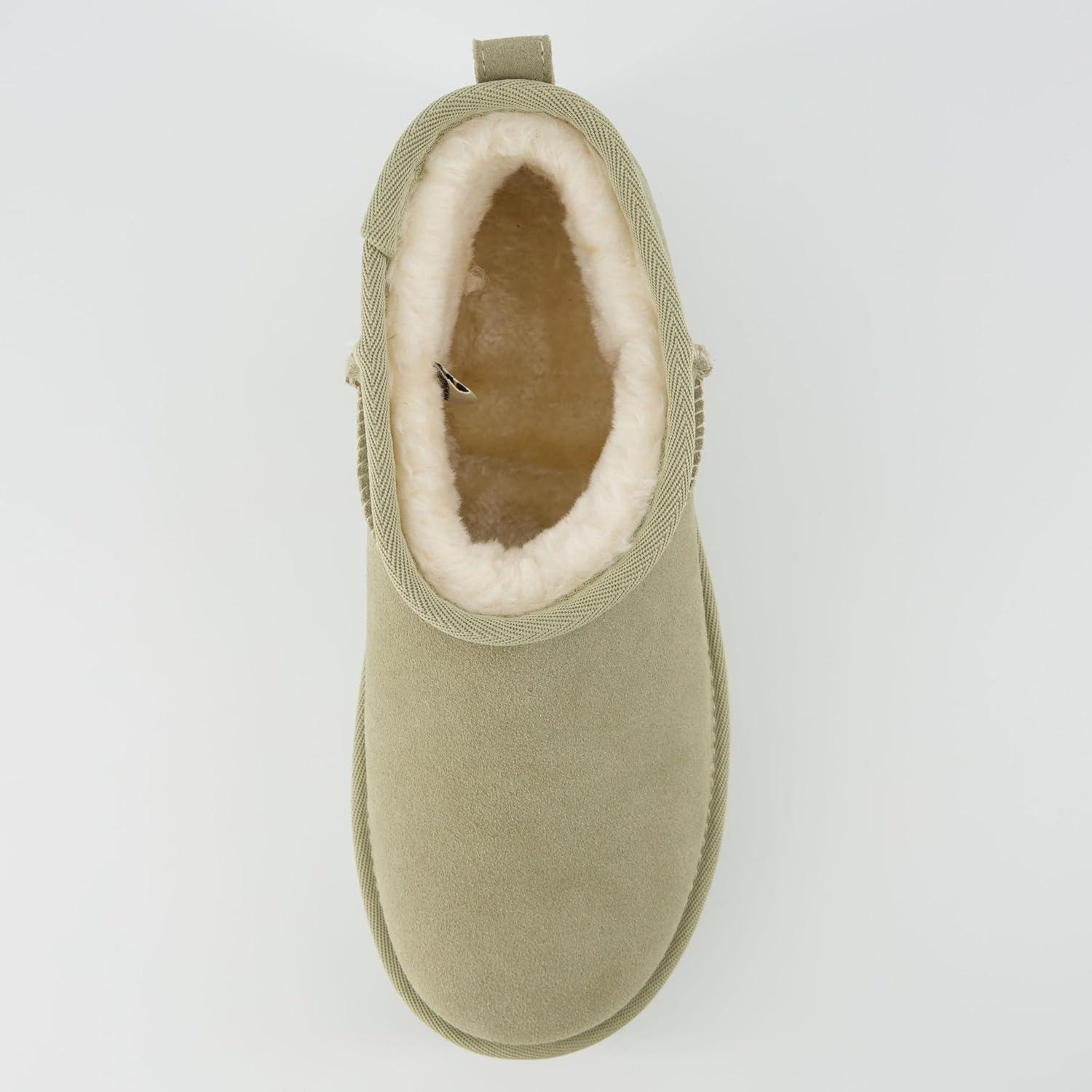 imageCUSHIONAIRE Hippy Womens Platform Ankle Boots  Genuine Suede Faux Fur Lining Cozy Winter SlipOn Design Comfortable Footwear with Wide Widths AvailableKhaki