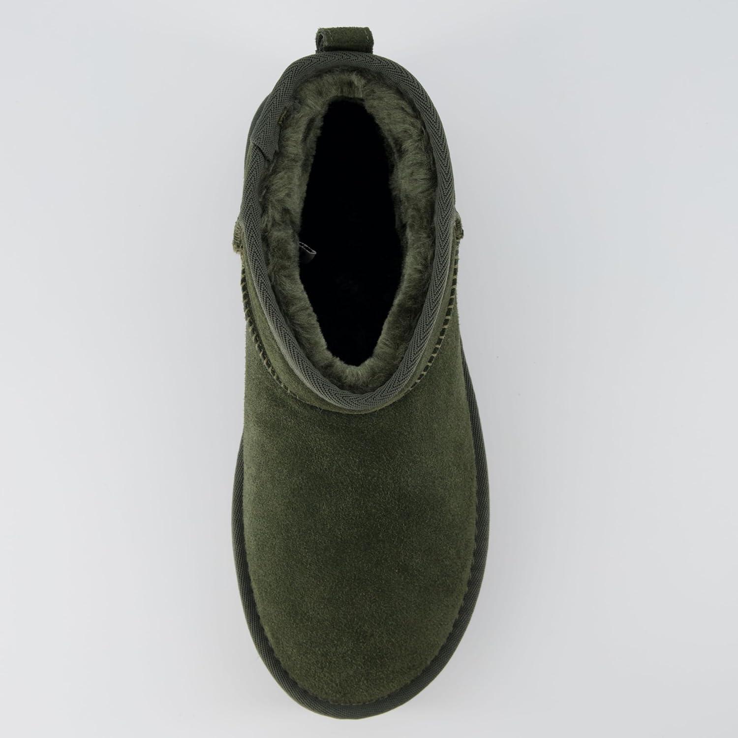 imageCUSHIONAIRE Hippy Womens Platform Ankle Boots  Genuine Suede Faux Fur Lining Cozy Winter SlipOn Design Comfortable Footwear with Wide Widths AvailableGreen