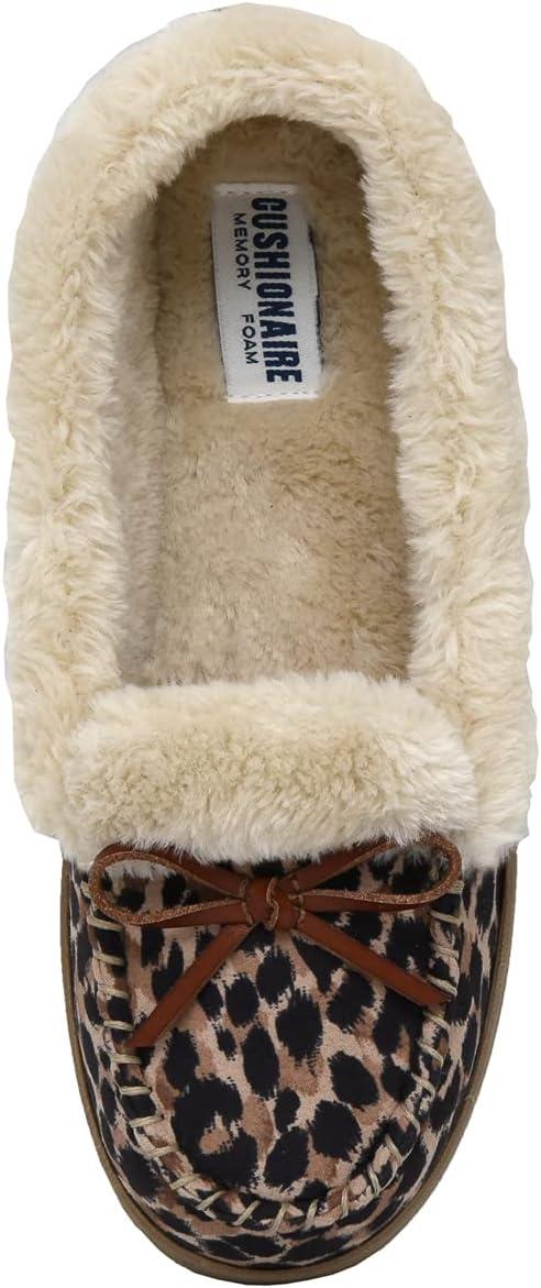 imageCUSHIONAIRE Womens Sierra Moccasin Slipper Memory FoamLeopard