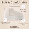 imageCUSHIONAIRE Hippy Womens Platform Ankle Boots  Genuine Suede Faux Fur Lining Cozy Winter SlipOn Design Comfortable Footwear with Wide Widths AvailableOffwhite