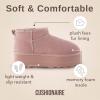 imageCUSHIONAIRE Hippy Womens Platform Ankle Boots  Genuine Suede Faux Fur Lining Cozy Winter SlipOn Design Comfortable Footwear with Wide Widths AvailablePink