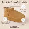 imageCUSHIONAIRE Hippy Womens Platform Ankle Boots  Genuine Suede Faux Fur Lining Cozy Winter SlipOn Design Comfortable Footwear with Wide Widths AvailableChestnut
