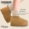 imageCUSHIONAIRE Hippy Womens Platform Ankle Boots  Genuine Suede Faux Fur Lining Cozy Winter SlipOn Design Comfortable Footwear with Wide Widths AvailableGrey