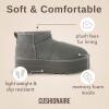 imageCUSHIONAIRE Hippy Womens Platform Ankle Boots  Genuine Suede Faux Fur Lining Cozy Winter SlipOn Design Comfortable Footwear with Wide Widths AvailableGrey