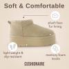 imageCUSHIONAIRE Hippy Womens Platform Ankle Boots  Genuine Suede Faux Fur Lining Cozy Winter SlipOn Design Comfortable Footwear with Wide Widths AvailableSand