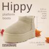 imageCUSHIONAIRE Hippy Womens Platform Ankle Boots  Genuine Suede Faux Fur Lining Cozy Winter SlipOn Design Comfortable Footwear with Wide Widths AvailableSand