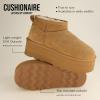 imageCUSHIONAIRE Hippy Womens Platform Ankle Boots  Genuine Suede Faux Fur Lining Cozy Winter SlipOn Design Comfortable Footwear with Wide Widths AvailableOffwhite
