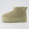 imageCUSHIONAIRE Hippy Womens Platform Ankle Boots  Genuine Suede Faux Fur Lining Cozy Winter SlipOn Design Comfortable Footwear with Wide Widths AvailableKhaki