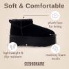 imageCUSHIONAIRE Hippy Womens Platform Ankle Boots  Genuine Suede Faux Fur Lining Cozy Winter SlipOn Design Comfortable Footwear with Wide Widths AvailableBlack
