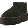 imageCUSHIONAIRE Hippy Womens Platform Ankle Boots  Genuine Suede Faux Fur Lining Cozy Winter SlipOn Design Comfortable Footwear with Wide Widths AvailableGreen