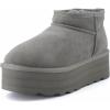 imageCUSHIONAIRE Hippy Womens Platform Ankle Boots  Genuine Suede Faux Fur Lining Cozy Winter SlipOn Design Comfortable Footwear with Wide Widths AvailableGrey