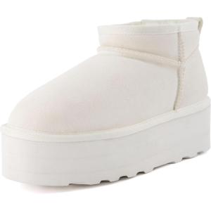 imageCUSHIONAIRE Hippy Womens Platform Ankle Boots  Genuine Suede Faux Fur Lining Cozy Winter SlipOn Design Comfortable Footwear with Wide Widths AvailableOffwhite