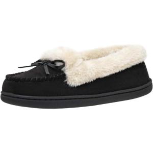 imageCUSHIONAIRE Womens Sierra Moccasin Slipper Memory FoamBlack