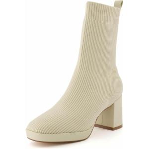 imageCUSHIONAIRE Womens Bancroft Stretch platform heel boot Memory Foam Wide Widths AvailableIvory