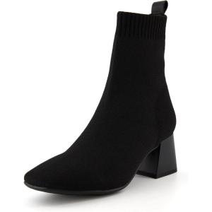 imageCUSHIONAIRE Womens Milo Stretch Ankle Sock Boot  Soft Knit Upper Memory Foam Padding Lightweight 175quot Heel Wide Widths AvailableBlack