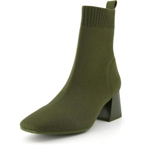 imageCUSHIONAIRE Womens Milo Stretch Ankle Sock Boot  Soft Knit Upper Memory Foam Padding Lightweight 175quot Heel Wide Widths AvailableDark Olive