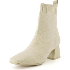 imageCUSHIONAIRE Womens Milo Stretch Ankle Sock Boot  Soft Knit Upper Memory Foam Padding Lightweight 175quot Heel Wide Widths AvailableIvory