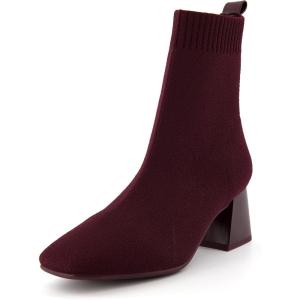 imageCUSHIONAIRE Womens Milo Stretch Ankle Sock Boot  Soft Knit Upper Memory Foam Padding Lightweight 175quot Heel Wide Widths AvailablePlum