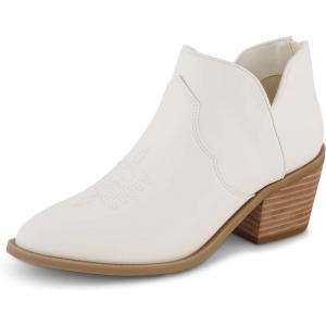 imageCUSHIONAIRE Womens Rodeo Western Ankle Boot Memory Foam Wide Widths AvailableWhite