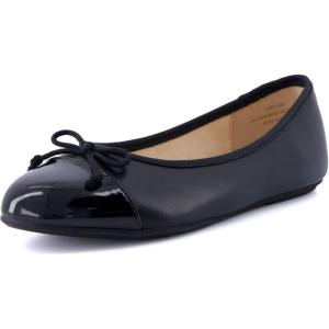 imageCUSHIONAIRE Womens Cardi Cap Toe Bow Flat with Memory Foam and Wide Widths AvailableBlackBlack Patent
