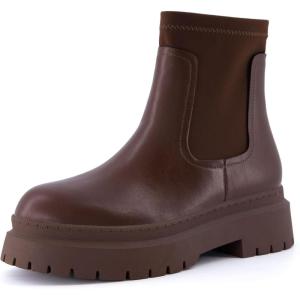 imageCUSHIONAIRE Womens Dee Chelsea Stretch boot Memory Foam Wide Widths AvailableBrown