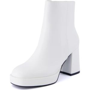imageCUSHIONAIRE Womens Gallerie platform block heel dress boot Memory Foam Wide Widths AvailableWhite